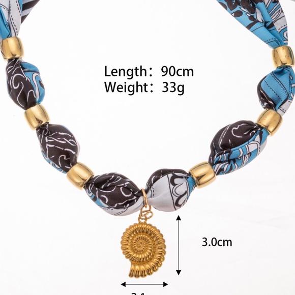 Shell bandana necklace, scarf necklace, 2 piece set , crab necklace - Picture 5 of 9